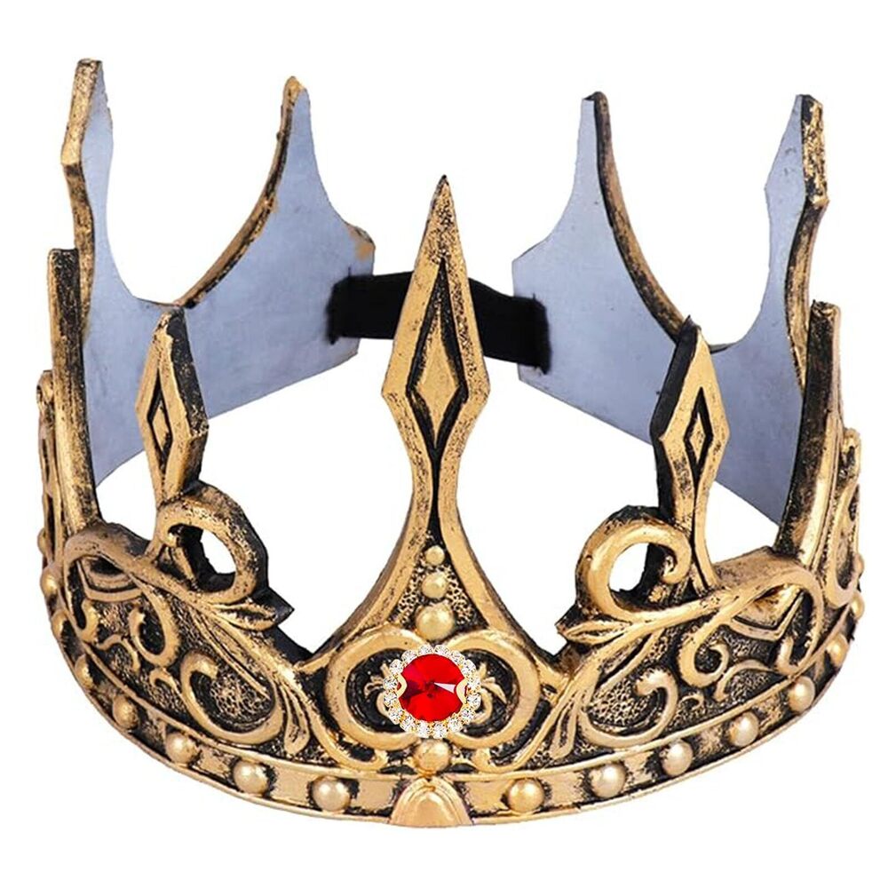 4656 Golden Ruby King Crown for Boys and Girls, Royal Golden Foam Birthday